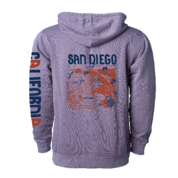 SunDiego Map Hoodie - Pigment Plum/Navy/Rust