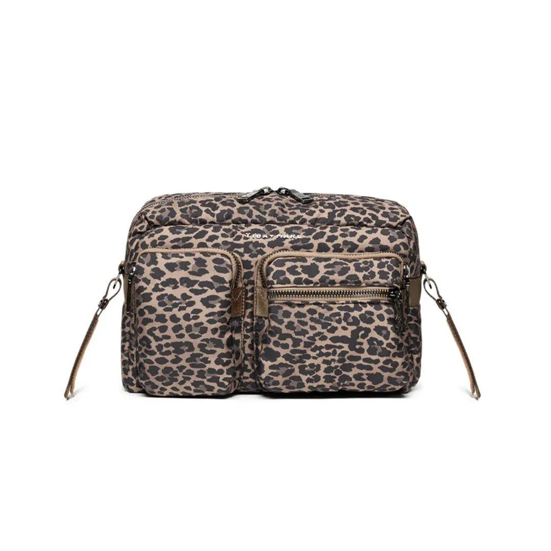Tiba   Marl Axel Buggy Organiser / Changing Bag - Tonal Brown Leopard