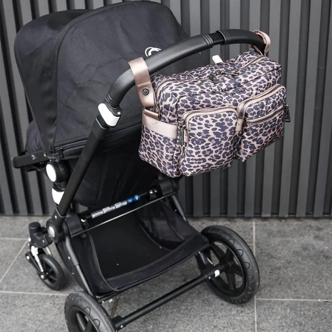 Tiba   Marl Axel Buggy Organiser / Changing Bag - Tonal Brown Leopard