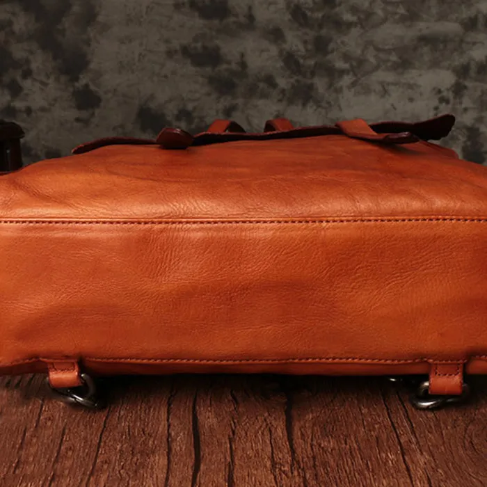 Vintage Ladies Brown Leather Backpack Purse Convertible Shoulder Bag For Women