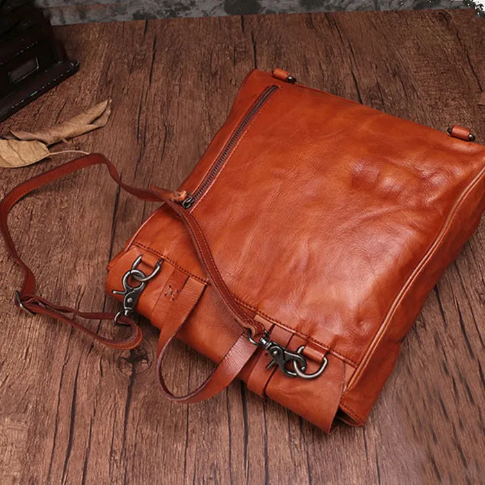 Vintage Ladies Brown Leather Backpack Purse Convertible Shoulder Bag For Women