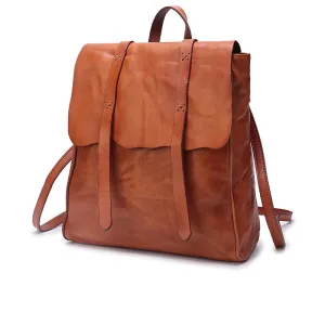 Vintage Ladies Brown Leather Backpack Purse Convertible Shoulder Bag For Women