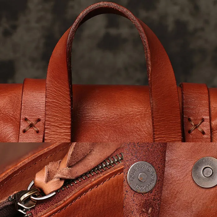 Vintage Ladies Brown Leather Backpack Purse Convertible Shoulder Bag For Women