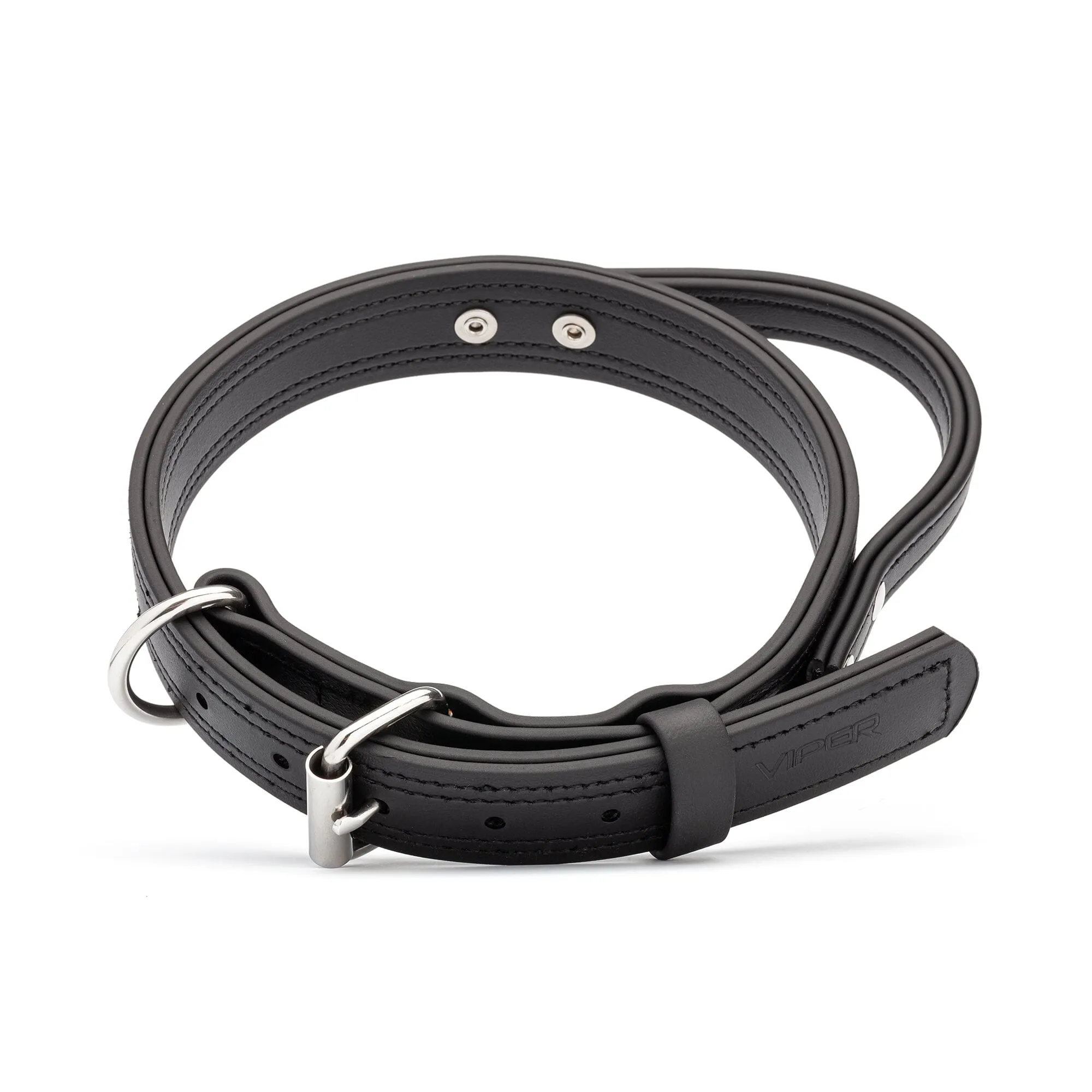 Viper Biothane Working Dog Collar   Built-in Handle - Stainless Steel Hardware