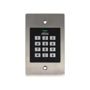 Visionis VIS-3029 – Indoor   Outdoor Rated IP66 Metal Access Control Standalone   Keypad   Card Reader Standalone   Wiegand 26   1000 EM Cards   Flush Mount Design
