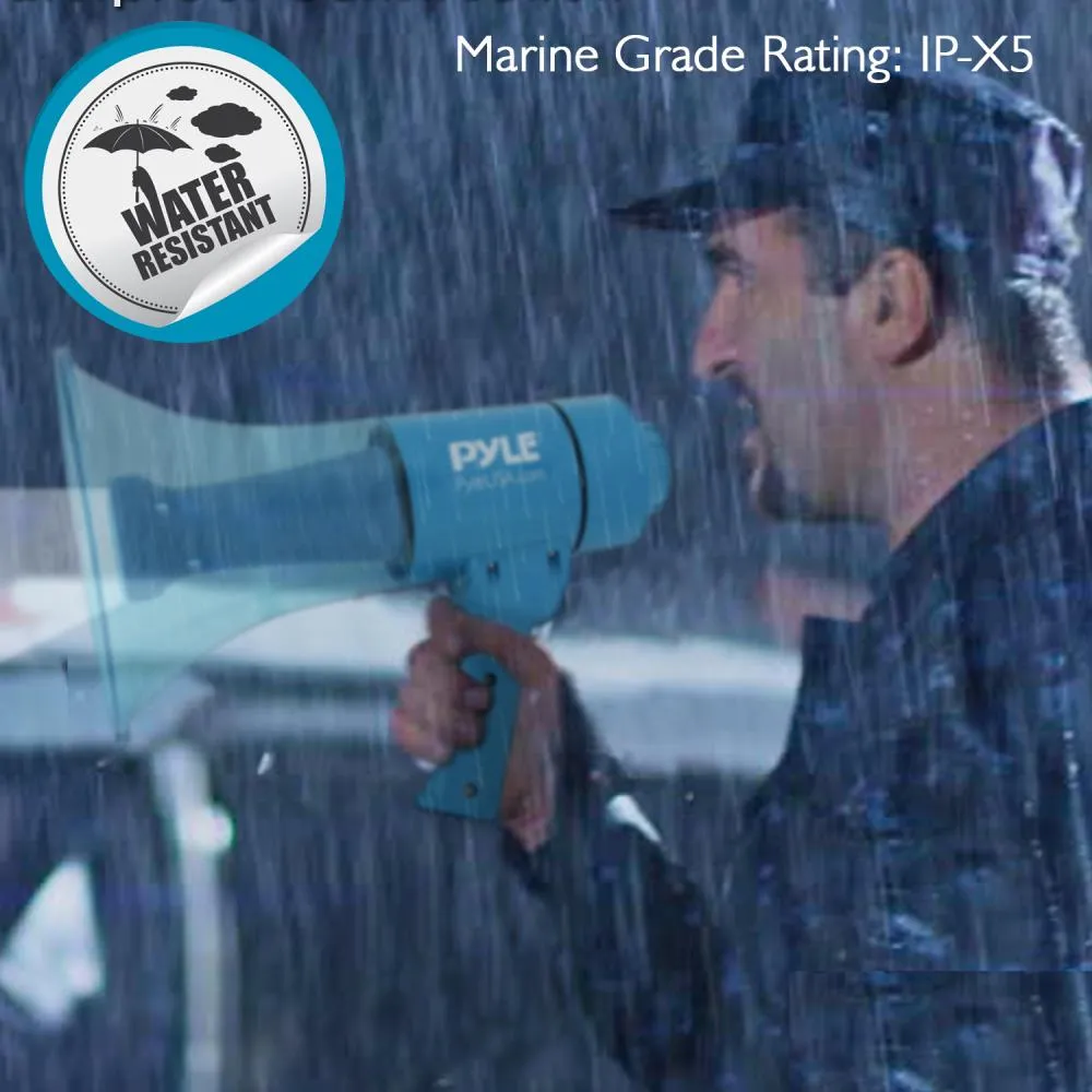 Waterproof Megaphone - Water Resistant Pa Bullhorn Speaker With Built-In Rechargeable Battery And Led Lights