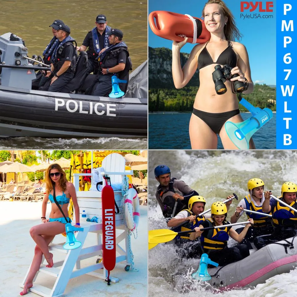 Waterproof Megaphone - Water Resistant Pa Bullhorn Speaker With Built-In Rechargeable Battery And Led Lights