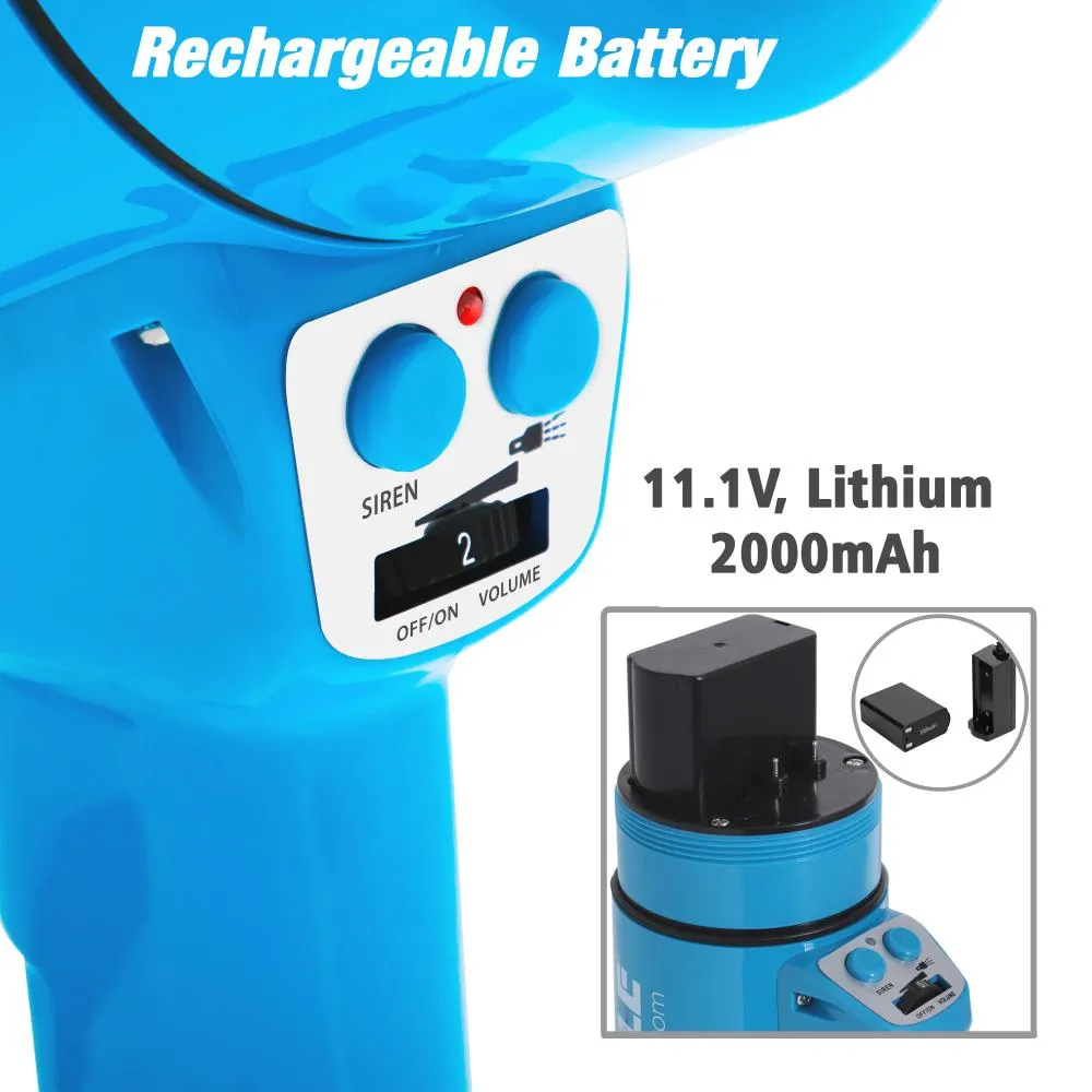 Waterproof Megaphone - Water Resistant Pa Bullhorn Speaker With Built-In Rechargeable Battery And Led Lights