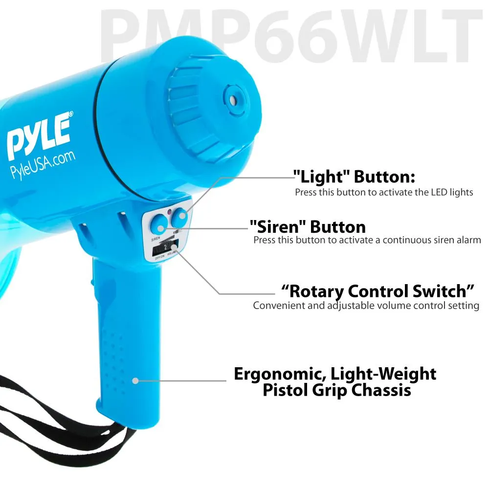 Waterproof Megaphone - Water Resistant Pa Bullhorn Speaker With Siren Alarm And Built-In Led Light