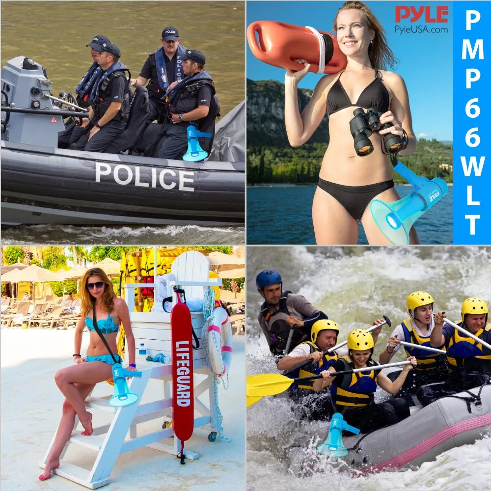 Waterproof Megaphone - Water Resistant Pa Bullhorn Speaker With Siren Alarm And Built-In Led Light