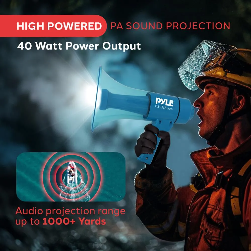 Waterproof Megaphone - Water Resistant Pa Bullhorn Speaker With Siren Alarm And Built-In Led Light